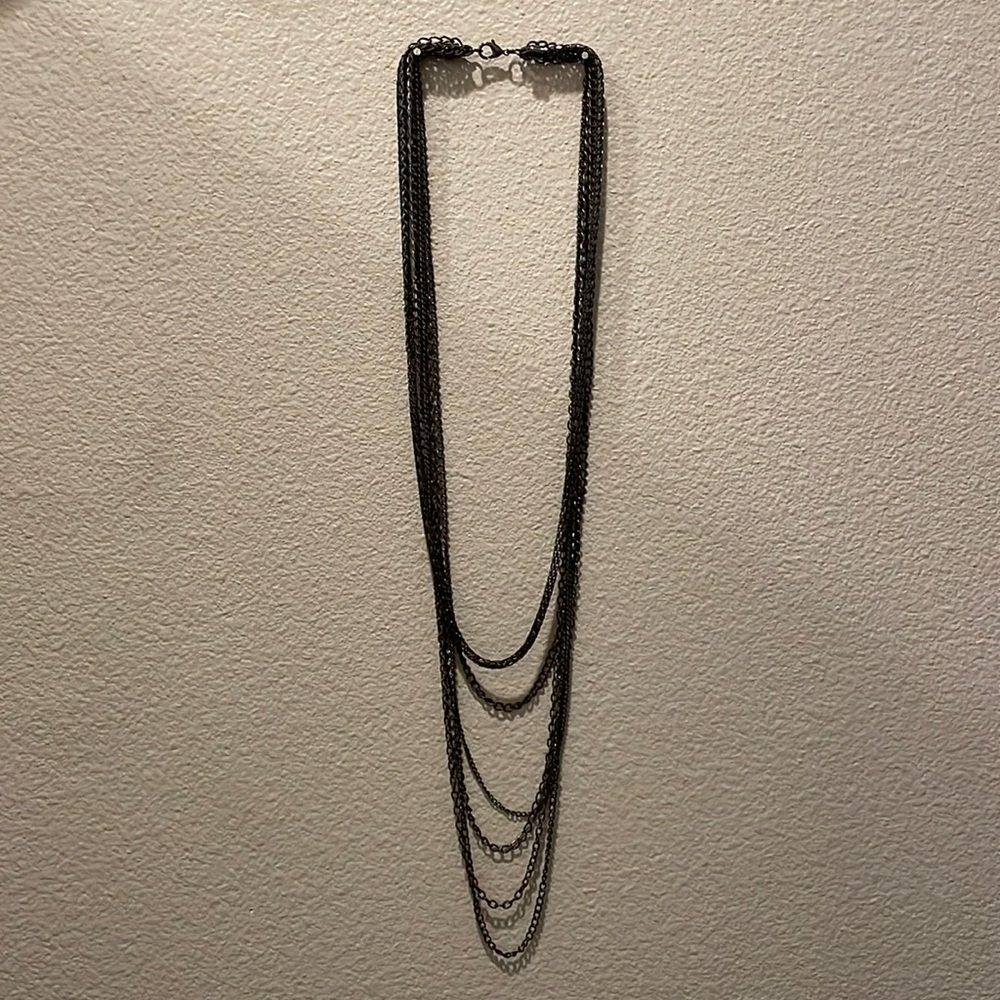 Express Long gunmetal necklace